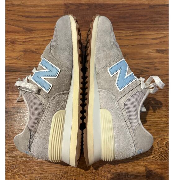 New Balance Women's 574 Suede Fashion Sneakers – Gray/Blue – Size 7.5 - Picture 6 of 9